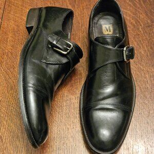 Black Bruno Magli Leather Monk Buckle "Atto" Shoes Size 12